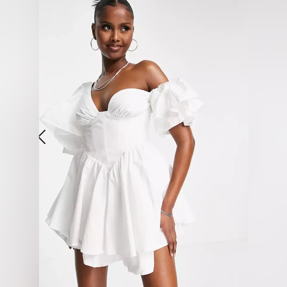 ASOS Luxe One Shoulder Puff Mini Dress